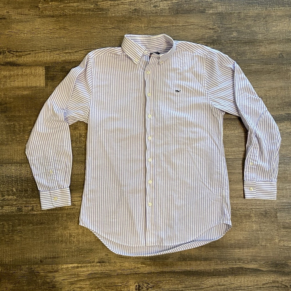 Vineyard‎ Vines Shirt Mens Large Lavender Stripe Slim Fit Long Sleeve EUC Tucker